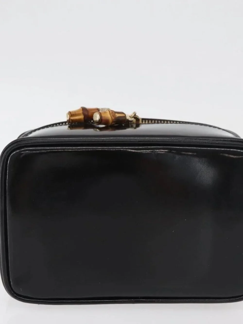 GUCCI Bamboo Vanity Patent Leather Black Gold 032 1705 0151 Auth